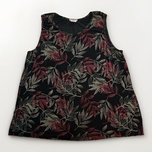 Ve Ve Collection Black Floral Sleeveless Blouse Slinky Top Whimsigoth Women's 3X